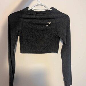 Gymshark Seamless Long Sleeve Crop Top - Dark Gray/Black - Small